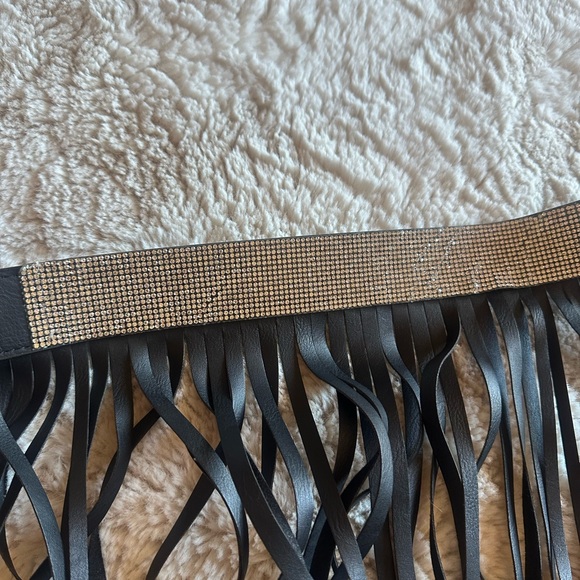 Ashley Stewart  Black and silver Fringe Belt size xl - Picture 1 of 6